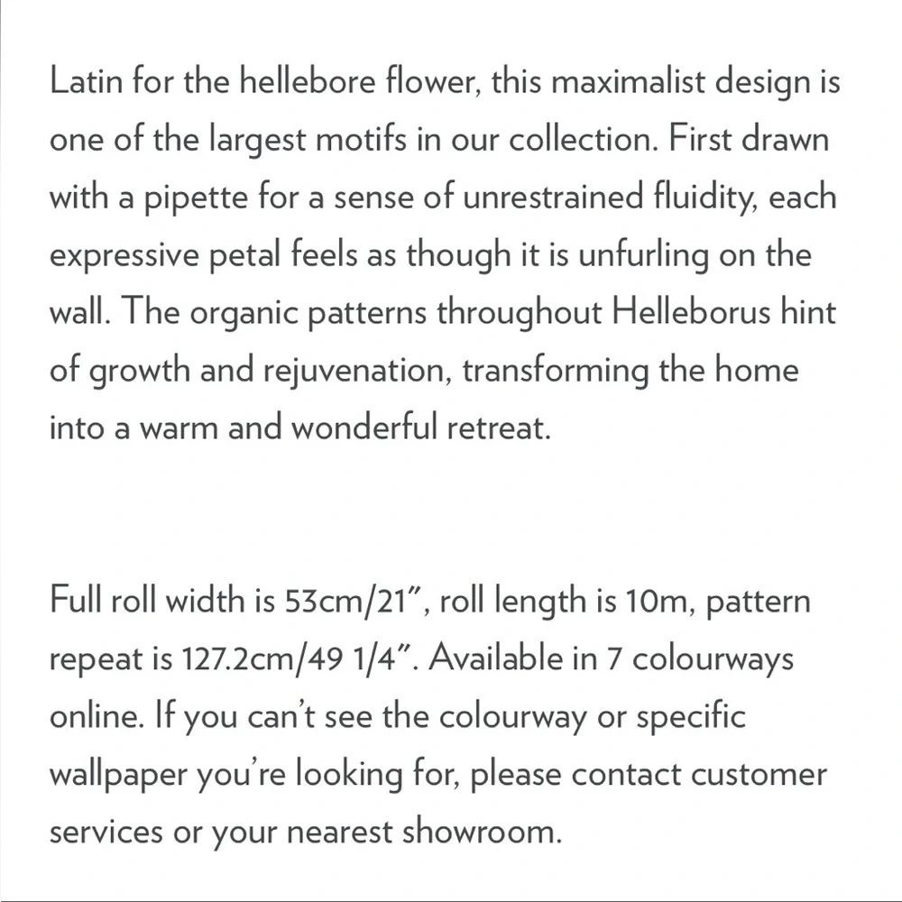 Anthropologie Farrow & Ball Helleborus Wallpaper NWT